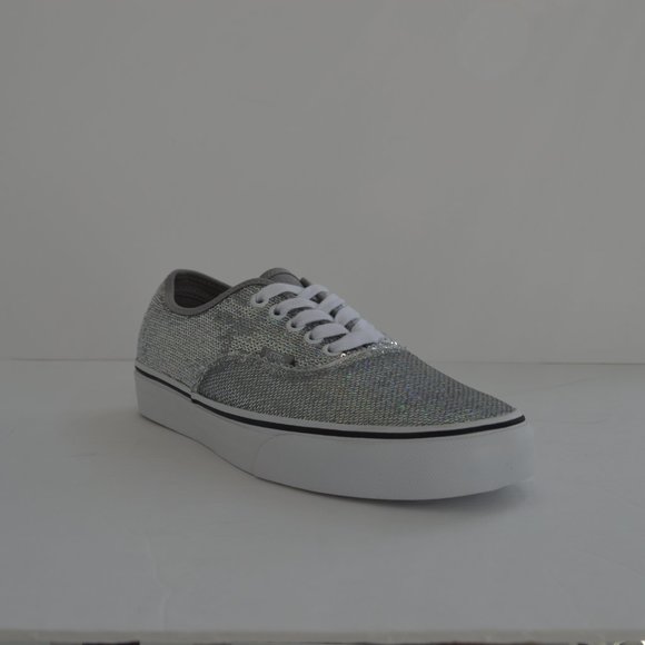 Vans authentic sequined silver sneaker shoes new - Picture 5 of 9